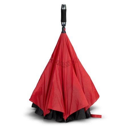 Inverter Classic Umbrella - Black /Red Colourway showing closed umbrella