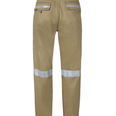 JB'S MERCERISED WORK TROUSER WITH REFLECTIVE TAPE - Available in Khaki (Tan) back