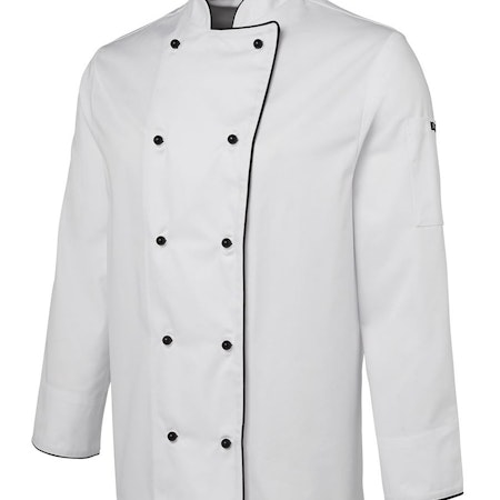 L/S Unisex Chefs Jacket 5CJ - White/Black Piping
