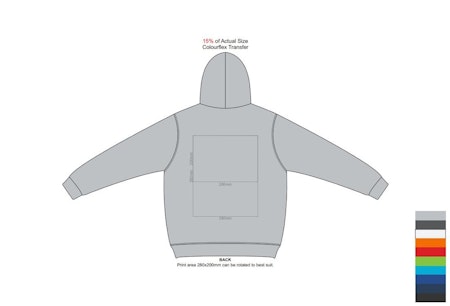 TRENDSWEAR Studio Contrast Hooded Sweatshirt - Unisex - Colourflex Transfer print placement options: back