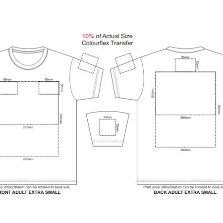 SOLS Regent Unisex T-Shirt - SOLS Regent Unisex T-Shirt print placement options: Colourflex Transfer