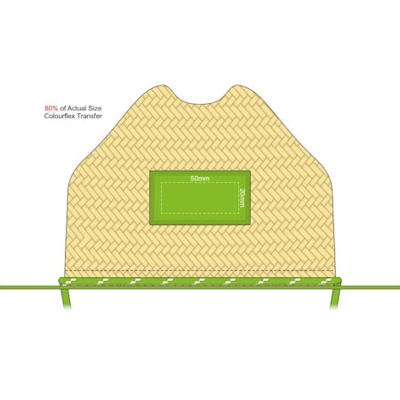 Wide Brim Straw Hat - Template showing print position available