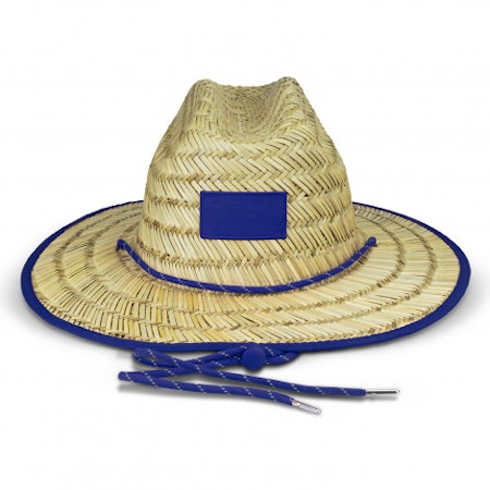 Wide Brim Straw Hat - Royal Blue